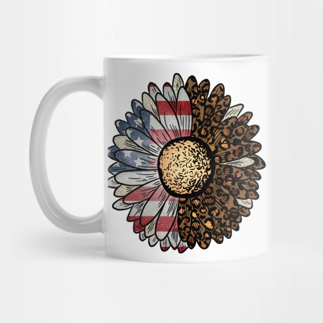 Patriotic Sunflower with Leopard Print by SusanTurpinDesign